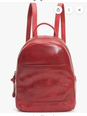 Frye Melissa Leather Backpack with Front Zip Pocket Red